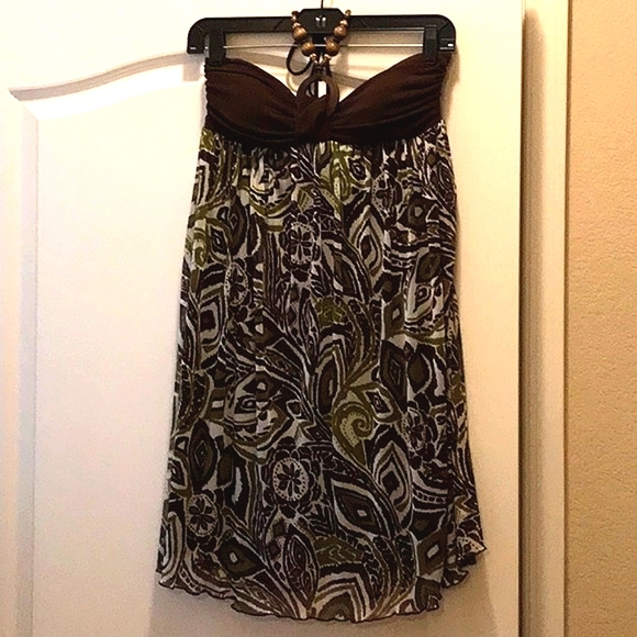 City Triangles Dresses & Skirts - Green/brown/ivory halter dress